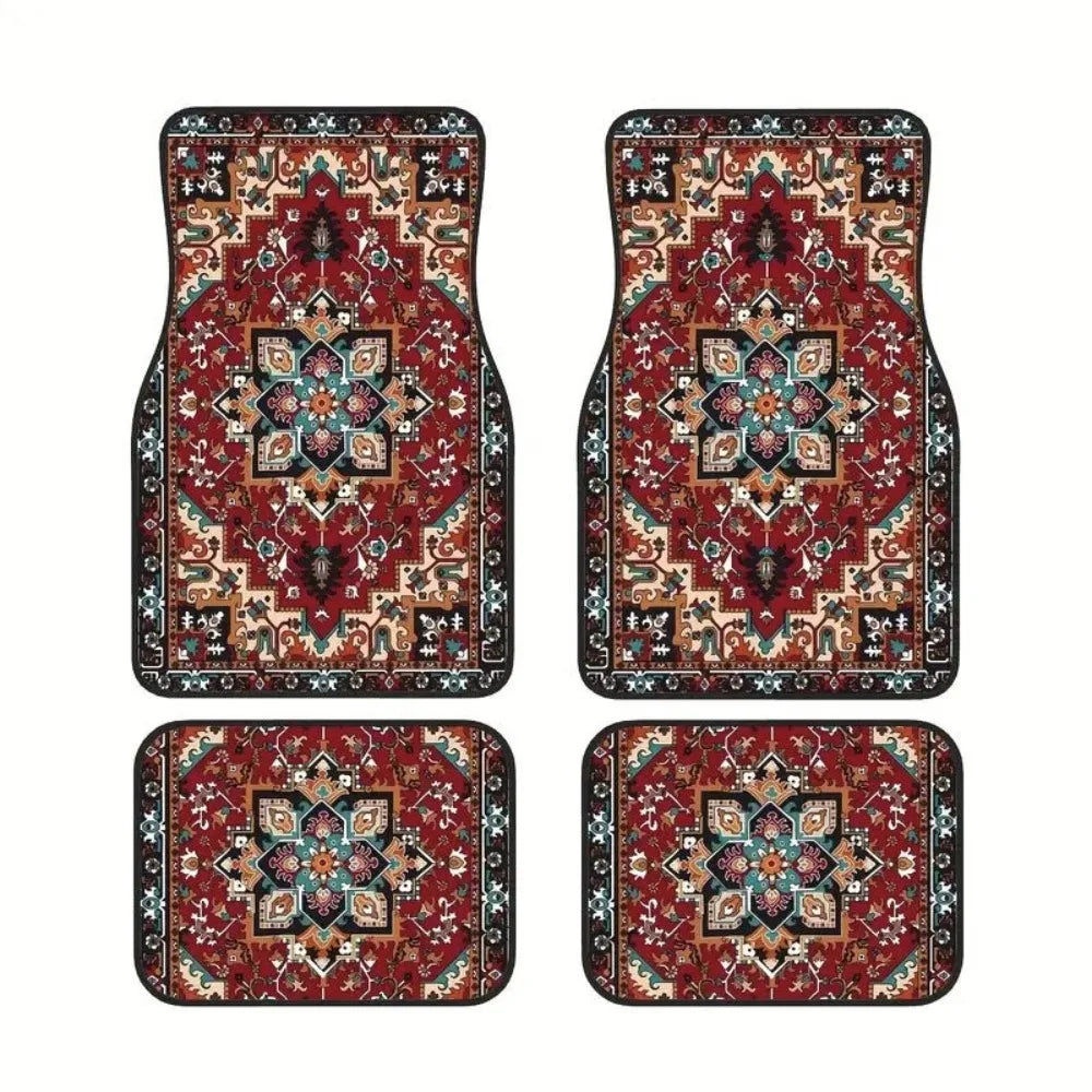 Tapis de sol de voiture grenat a motif persan, lot de 4